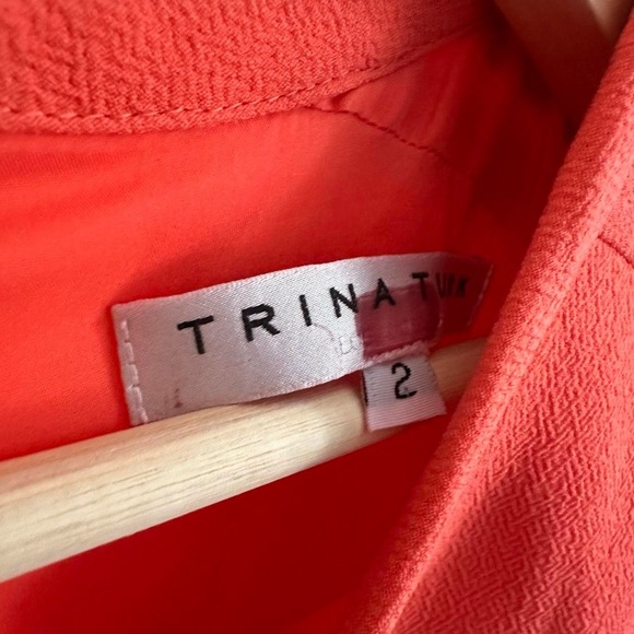 Trina Turk Orange Coral Flutter Sleeve Shift Dress 2 - Picture 4 of 6